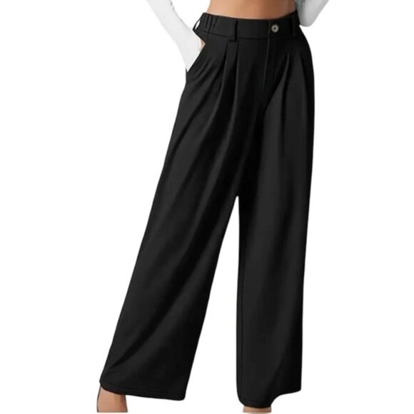 Black Wide Leg Pants Lightweight 18 3X Unlined Plus Size - Picture 1 of 8